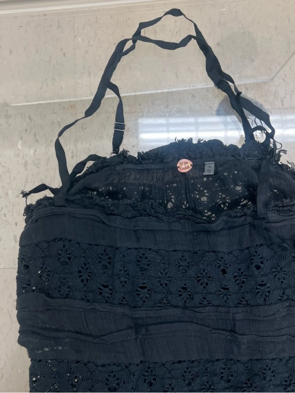 Free People Black Tiered Boho Mini Dress - Picture 3 of 3